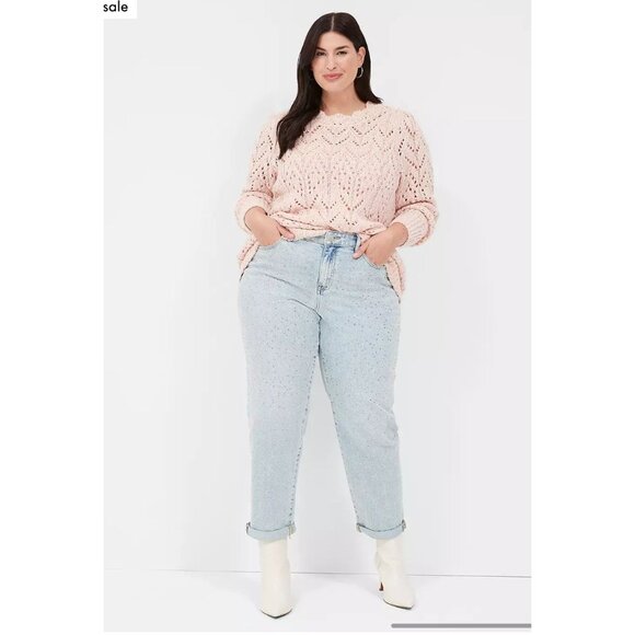 Lane Bryant Women’s Tunic Knit Pullover Open Stitch Sweater Pink Size 18/20 - Picture 4 of 12